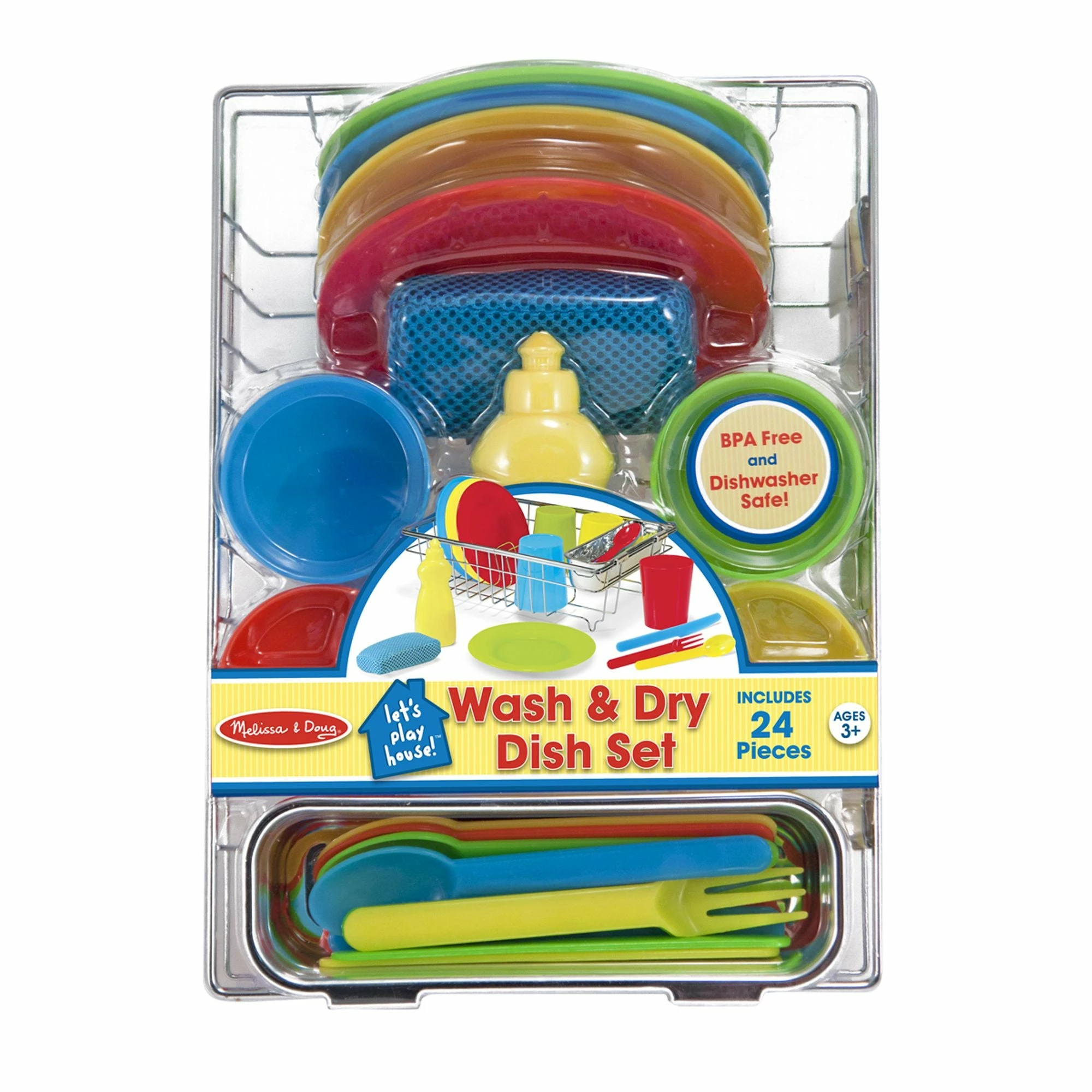 Melissa & Doug Let's Play House! Wash & Dry Dish Set - Image 5