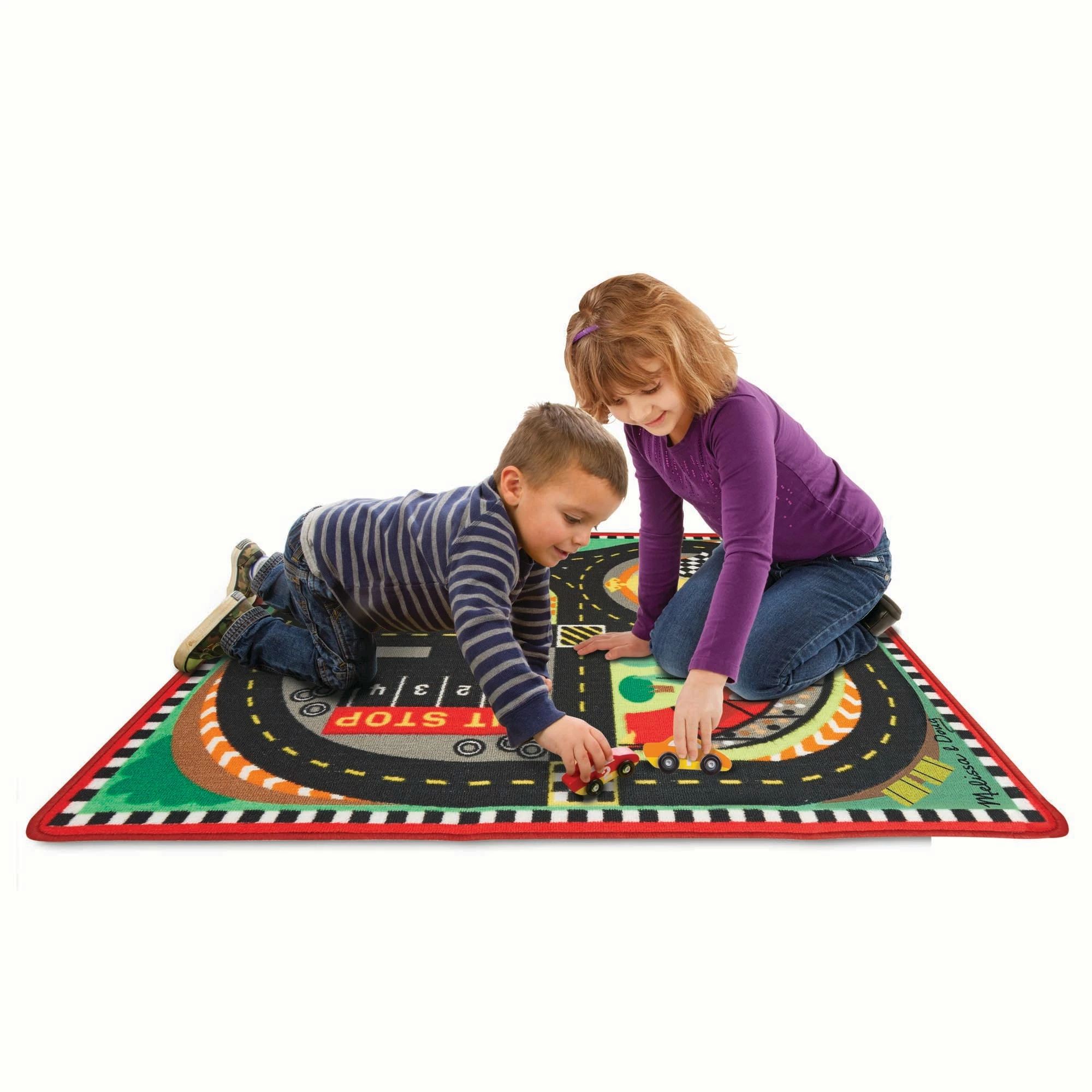 Melissa & Doug Round The Speedway Race Track Rug - Image 2