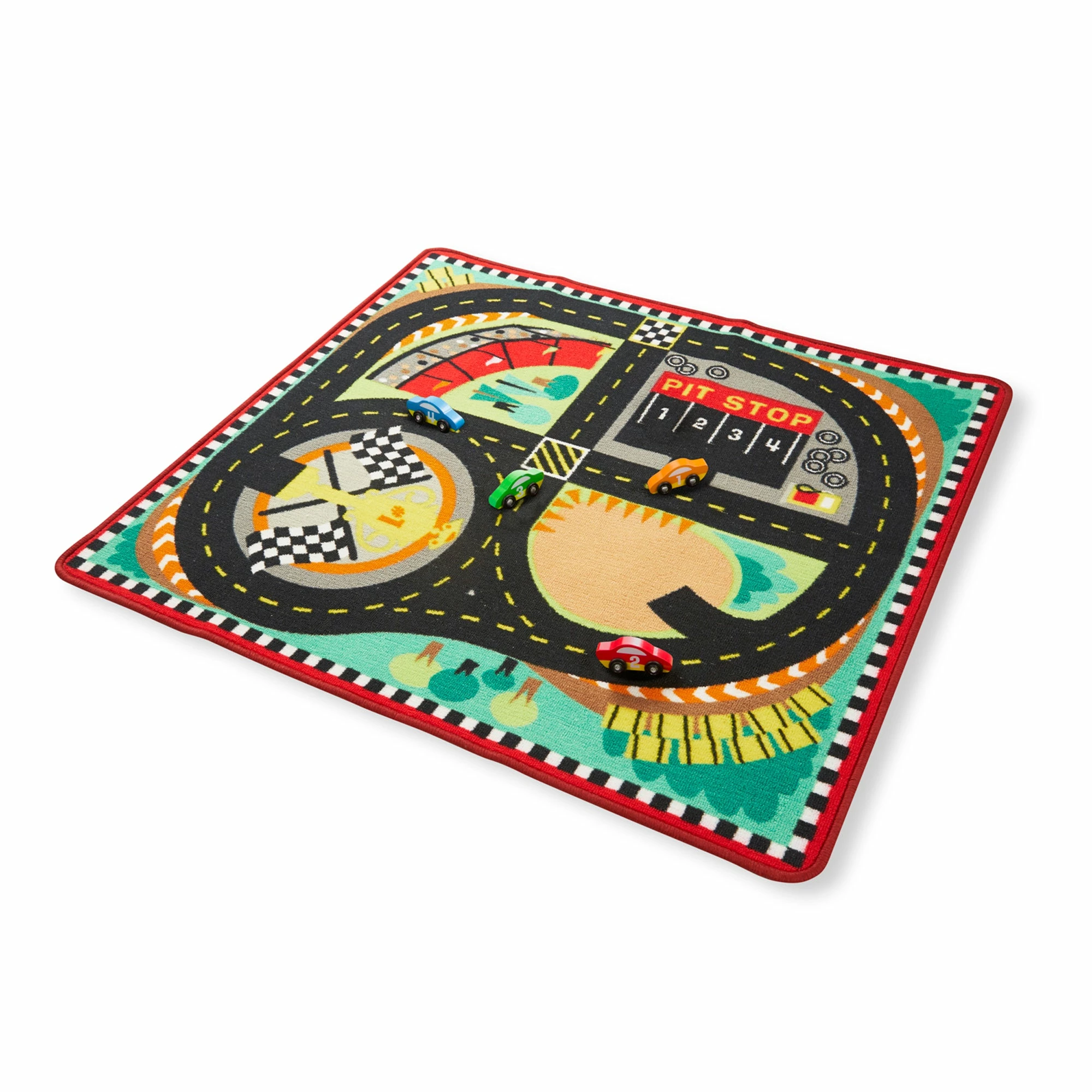 Melissa & Doug Round The Speedway Race Track Rug - Image 3