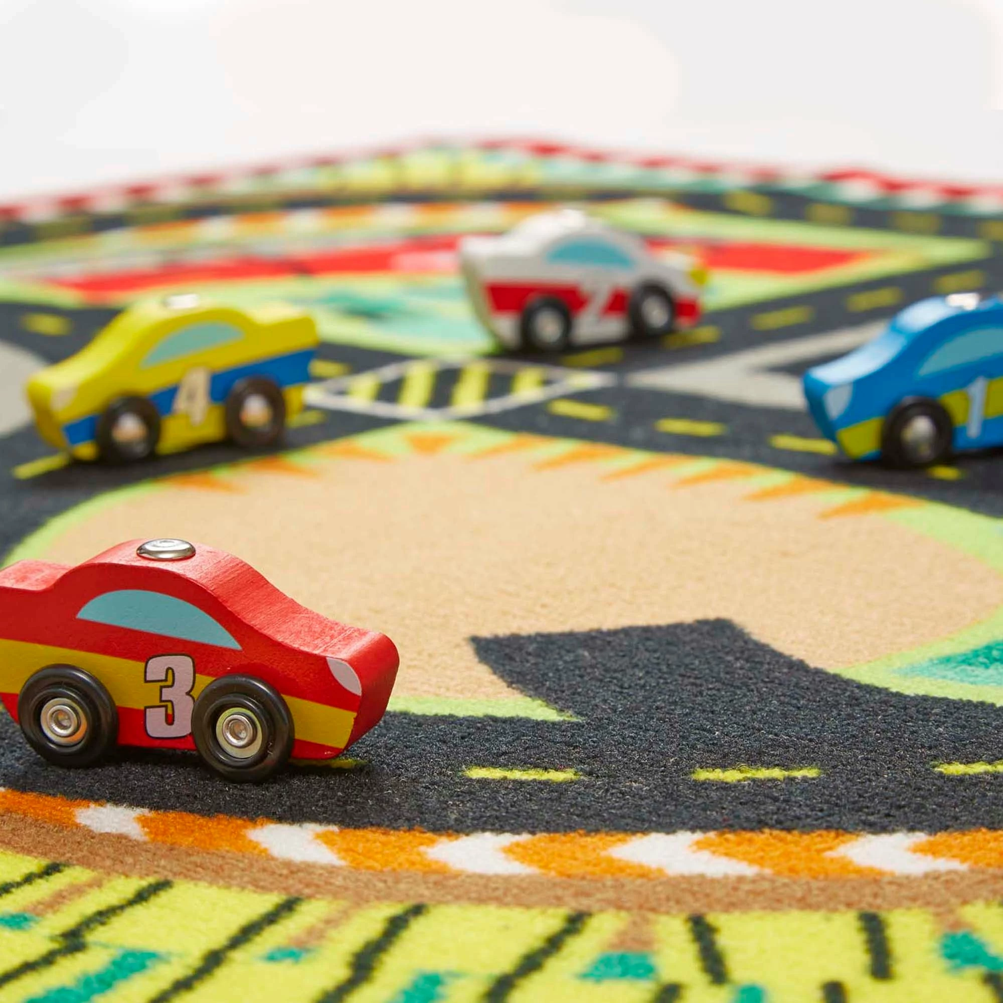 Melissa & Doug Round The Speedway Race Track Rug - Image 4