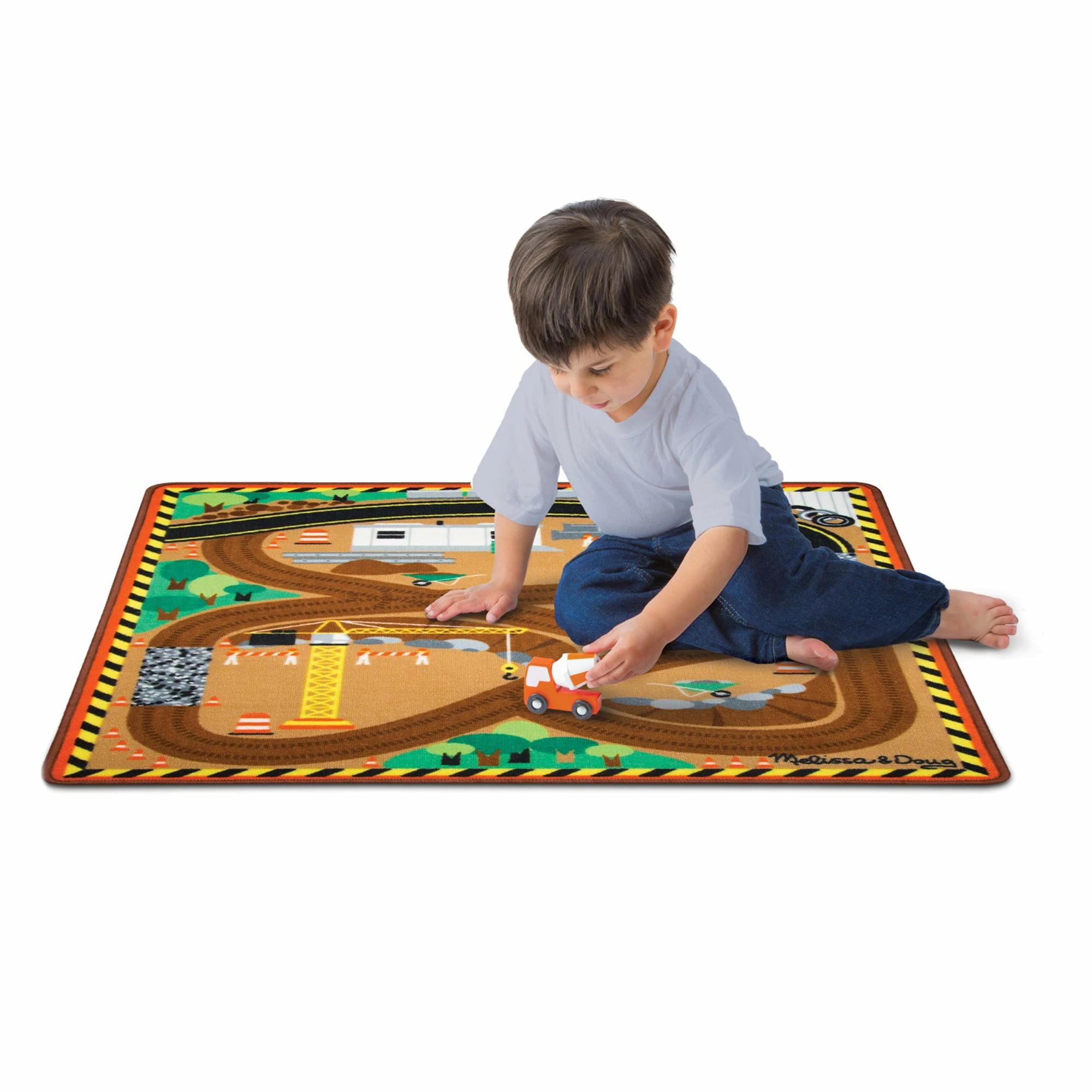 Melissa & Doug Round The Site Construction Truck Rug - Image 3