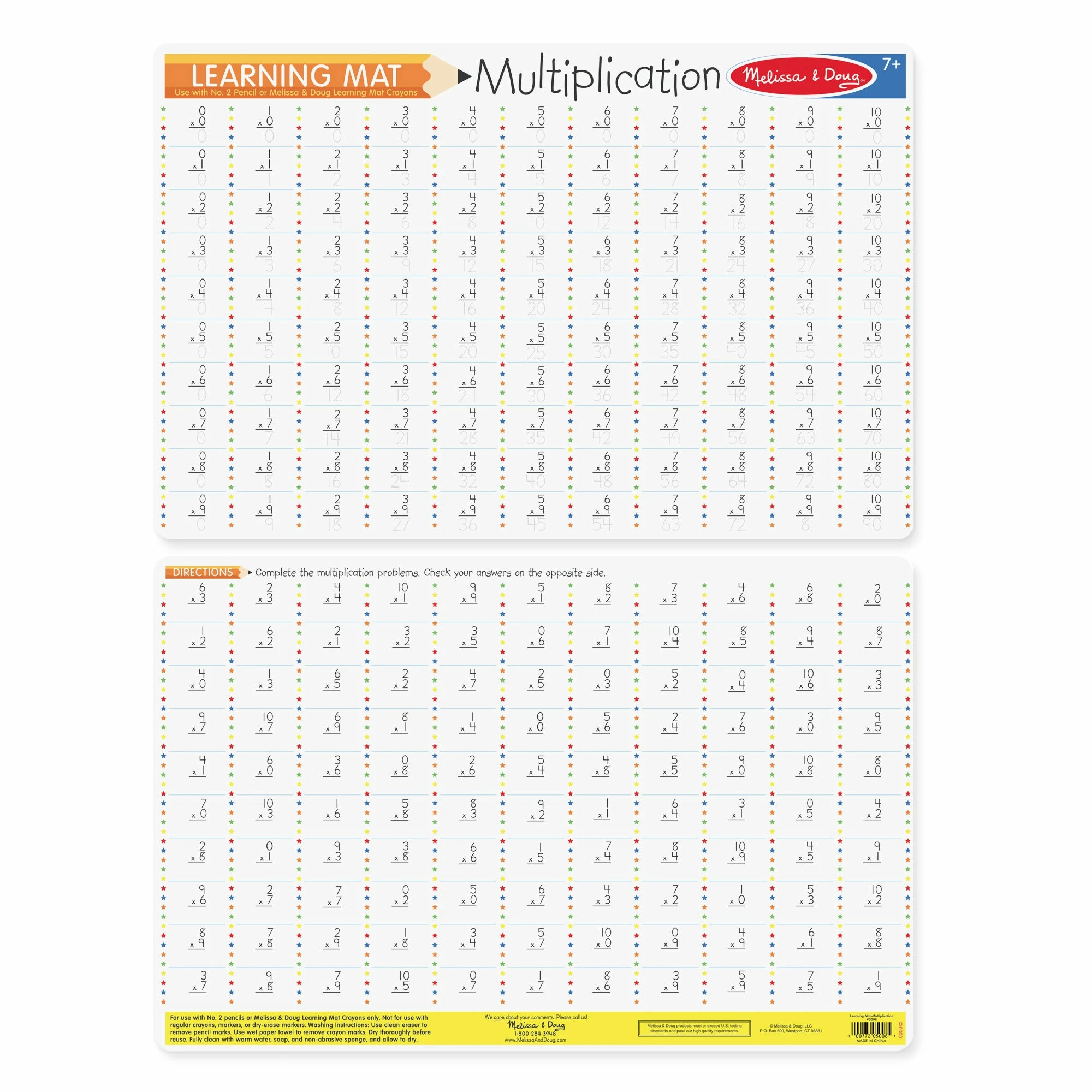 Melissa & Doug Multiplication Problems Write-a-Mat