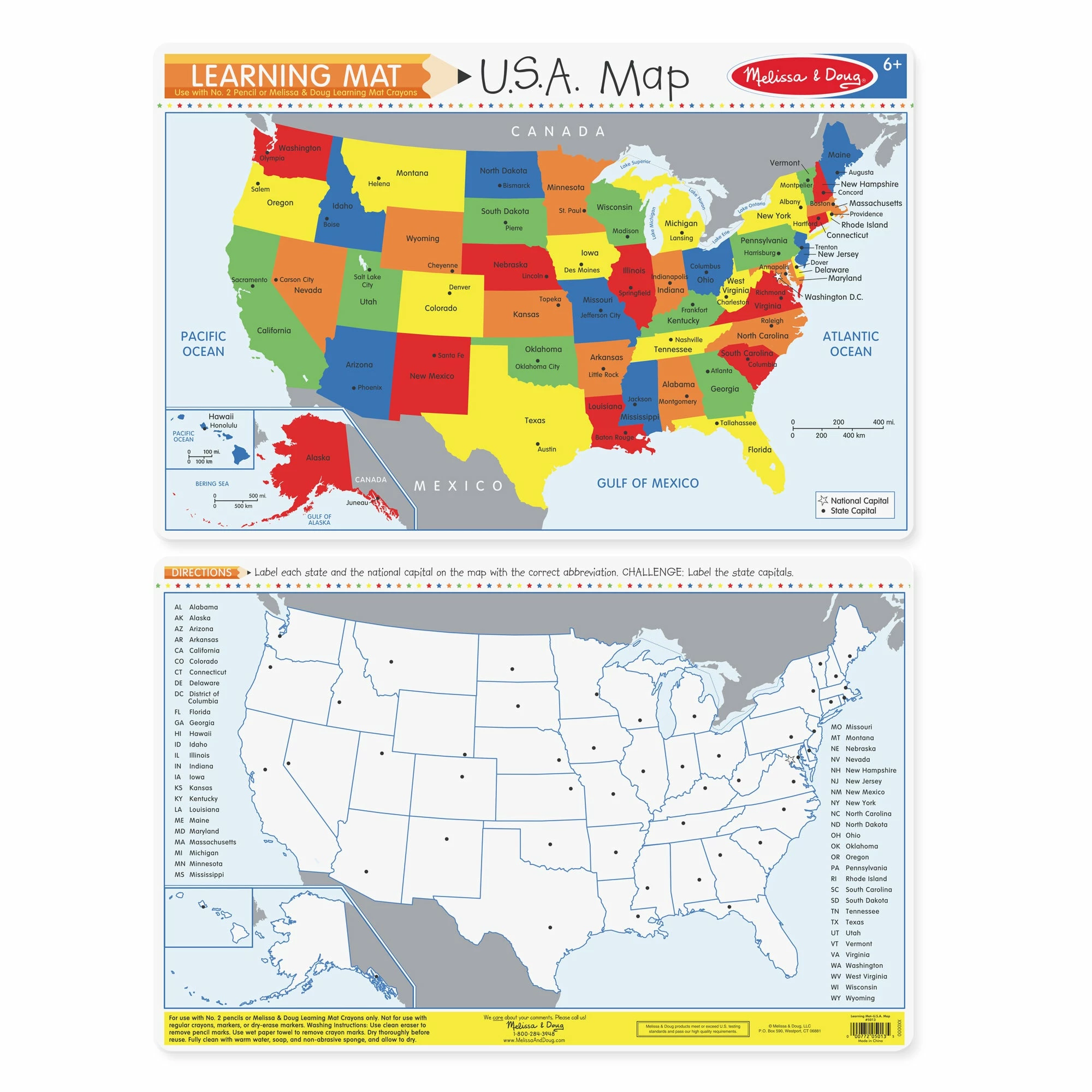 Melissa & Doug The US Write-a-Mat